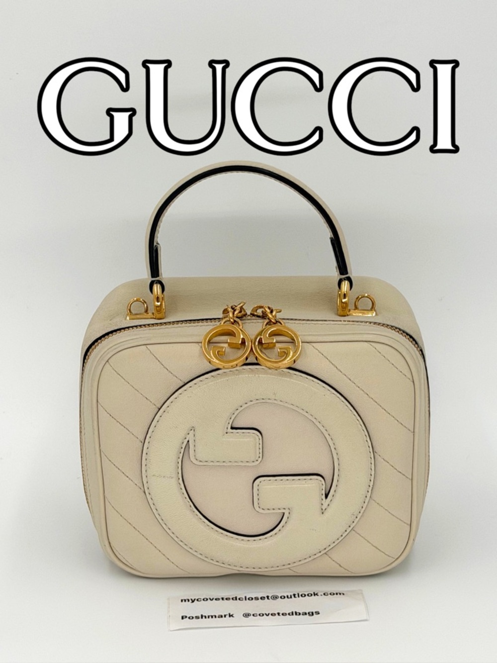 Gucci Blondie Two Way Top Handle Cream Leather with Gold Hardware Good Condition